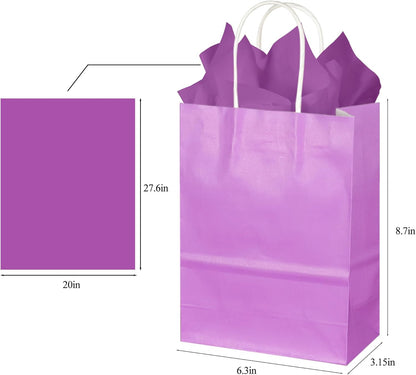 BLEWINDZ 32 Pieces Gift Bags with 32 Tissues, 8 Colors Party Favor Bags with Handles, Rainbow Gift Bag for Wedding, Birthday, Party Supplies and Gifts
