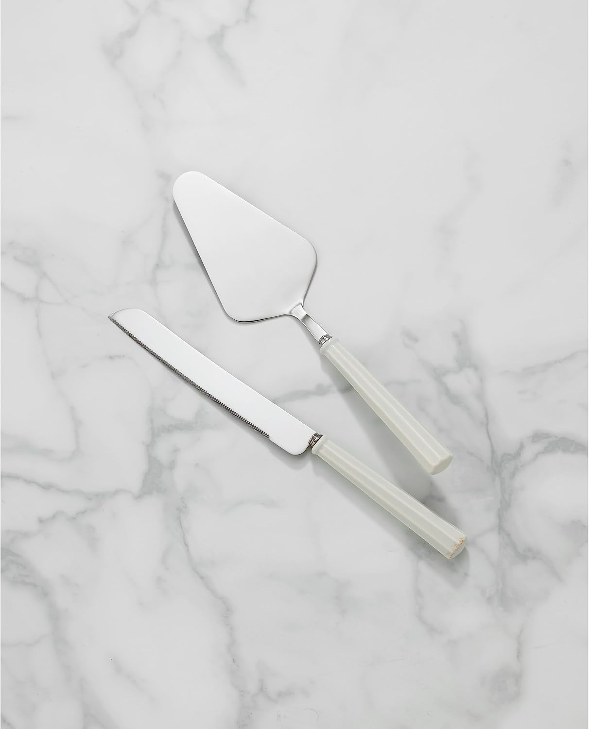 Lenox Silverware Serving Set, French Perle Scallop 2-Piece Dessert Set, Stainless Steel, Handwash Only, Cake Knife And Cake Server, Serving Utensils, Dessert Serveware, Home, Kitchen (Silver, 2 Piece)