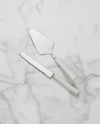 Lenox Silverware Serving Set, French Perle Scallop 2-Piece Dessert Set, Stainless Steel, Handwash Only, Cake Knife And Cake Server, Serving Utensils, Dessert Serveware, Home, Kitchen (Silver, 2 Piece)