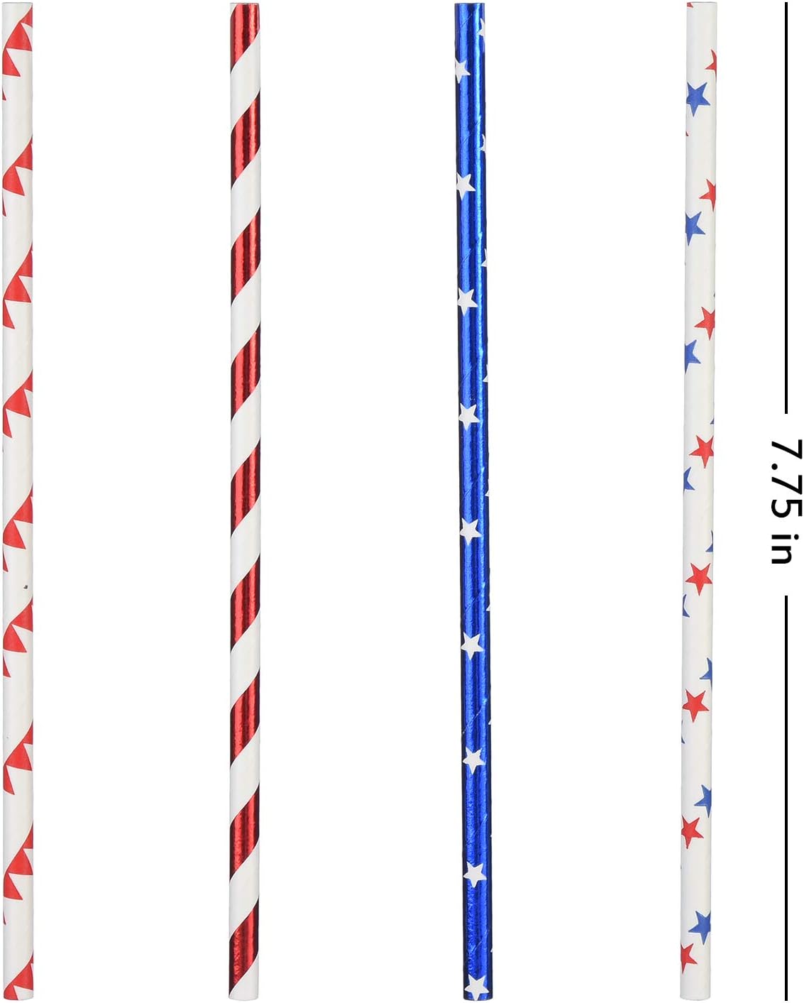 ALINK American Flag Red Blue White Paper Straws, 100 Straws for Memorial Day /4th of July, Super Bowl, Patriotic Party, Americana Themed Party Celebration