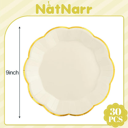 NatNarr 30 Pcs Sage Green Paper Plates, 7 Inch Scalloped Paper Plates Small Dessert Cake Plate Cute Party Plate Disposable Sage Greens Party Supplies for Wedding, Baby Bridal Shower, Birthday