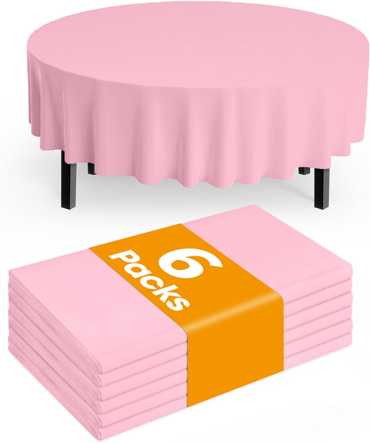Pureegg Plastic Table Cloth Disposable 6 Pack, 54 x 108 Inch Table Cloths, Party, Picnic, Wedding, Decorative Tablecloths, Rectangle, White Plastic Cover, Waterproof, White