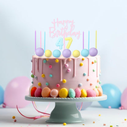 Yerliker 34 Pcs Happy Birthday Cake Toppers Decorations Birthday Candles DIY Cake Decor for Men Women Wedding Anniversary(Gold)