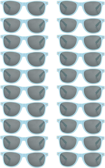 20 Pairs Bulk Sunglasses for Adult Retro 70s 90s Cheap Glasses (Black)
