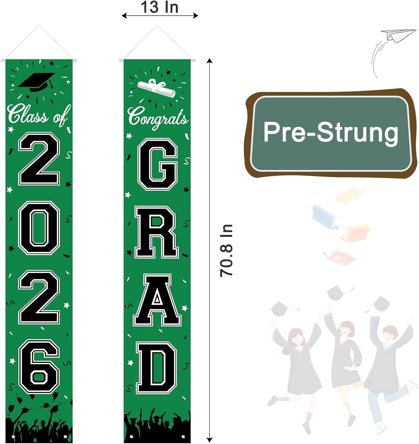 2026 Graduation Decorations, Graduation Banner Class of 2026, Hanging Congratulations/Congrats Grad Banner for Door and Porch, Party Decor - Black
