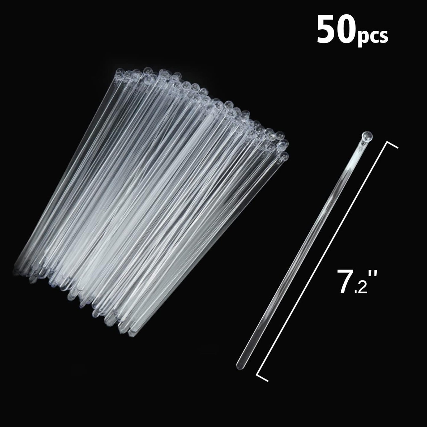 hapray 100-PCS 5 Colol Plastic Swizzle Sticks, Crystal Cake Pops, Cocktail Coffee Drink Stirrers, Stir Sticks, 7.24 Inch (Pink, Yellow, Blue, Purple, Green)