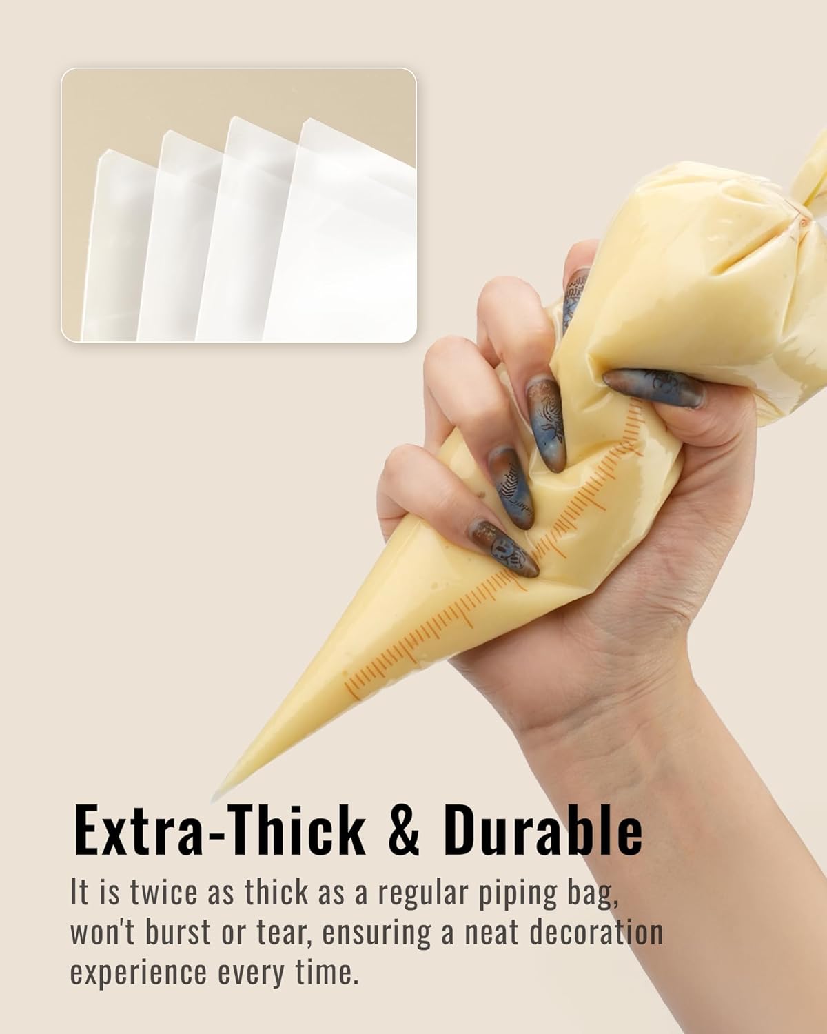 Bake Choice 16 Inch Large Piping Bags, 100PCS Thickened Disposable Pastry Bags, Anti Burst Icing Bags for Cream Frosting, Non-slip Frosting Bags, Cake & Cookie Decorating Supplies