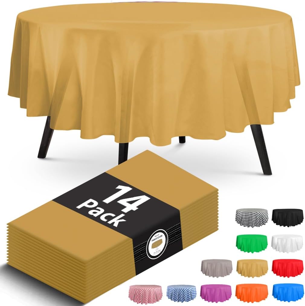14 Pack Black 54 x 108 in. Rectangle Disposable Plastic Tablecloths - Smooth Decorative Covers for Parties, Weddings
