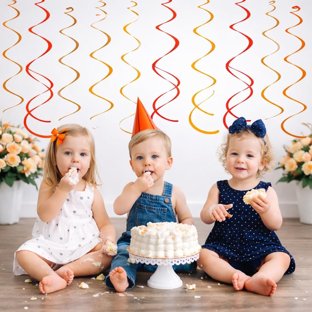 Easy Hang Spiral Ceiling Decorations - 12 Pack with Hooks, 74cm PVC Swirls for Instant Birthday, Wedding & Party Decor, Tool-Free Setup