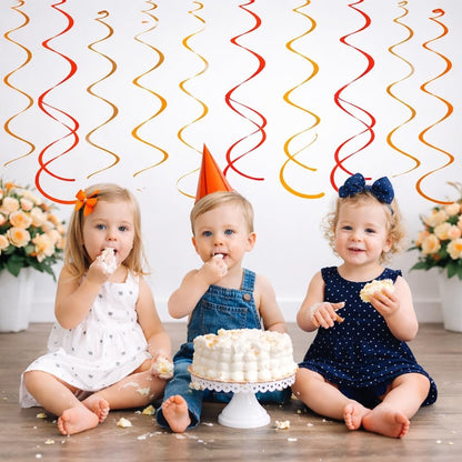 Easy Hang Spiral Ceiling Decorations - 12 Pack with Hooks, 74cm PVC Swirls for Instant Birthday, Wedding & Party Decor, Tool-Free Setup