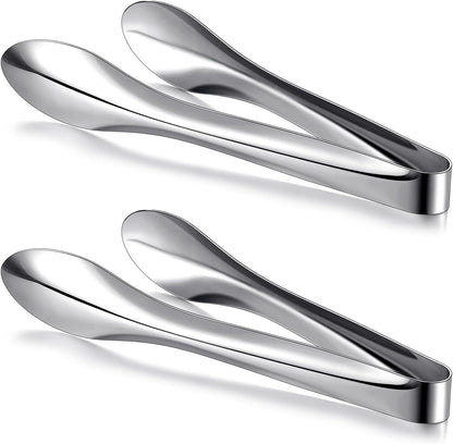 2 Pack Polished Stainless Steel Serving Tongs 9 and 12 Inch Metal Food Silver Tong for Buffet Salad BBQ Grilling Heavy Duty Kitchen Utensils for Cooking Catering Wedding Party