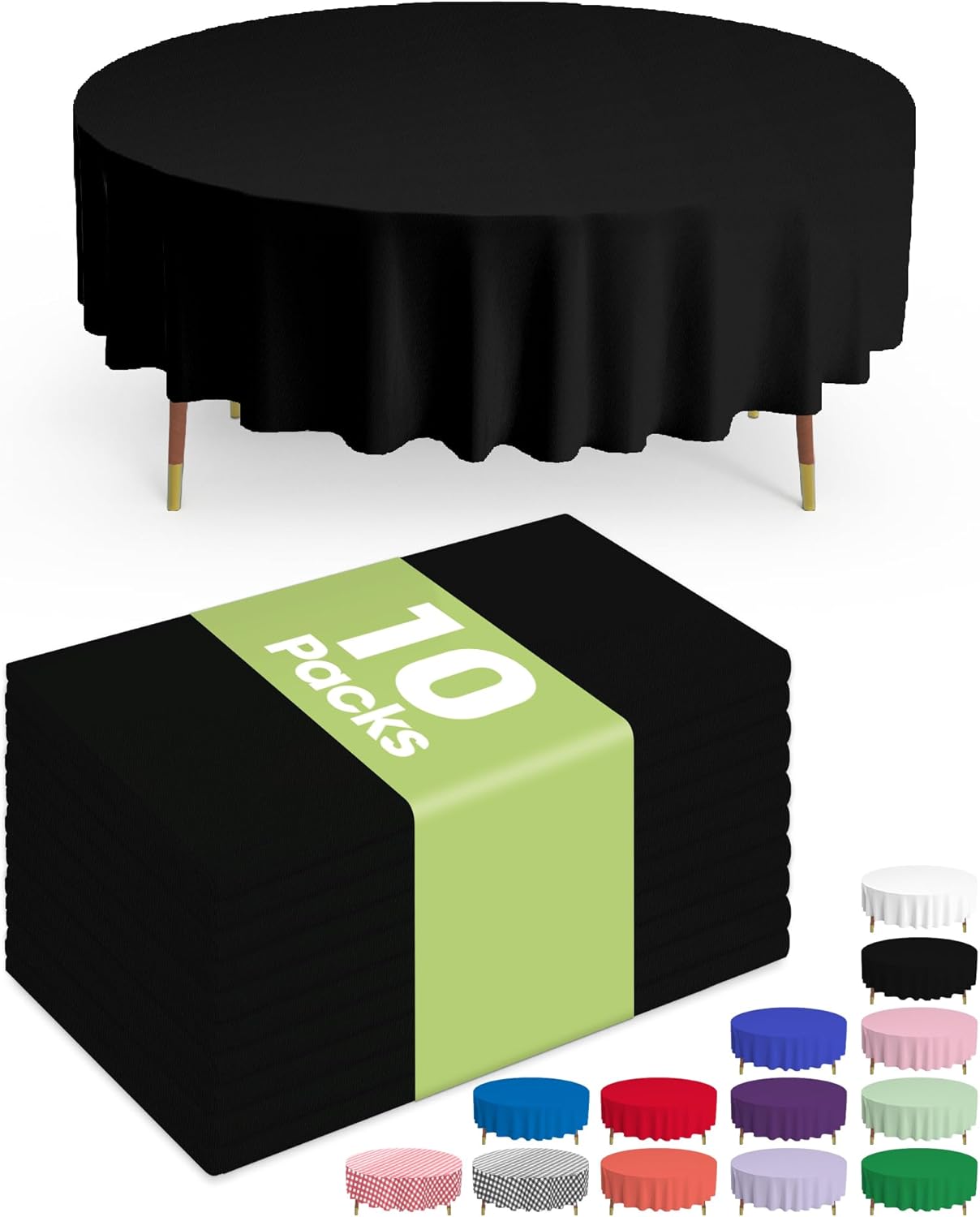 Pureegg Plastic Table Cloth 10 Pack, 54 x 108 Inch Disposable Table Cloths for Party, Picnic and Wedding, Rectangle, White - Colors B
