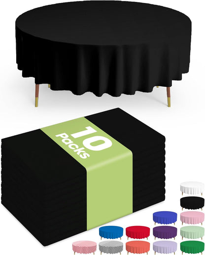 Pureegg Plastic Table Cloth 10 Pack, 54 x 108 Inch Disposable Table Cloths for Party, Picnic and Wedding, Rectangle, White - Colors B