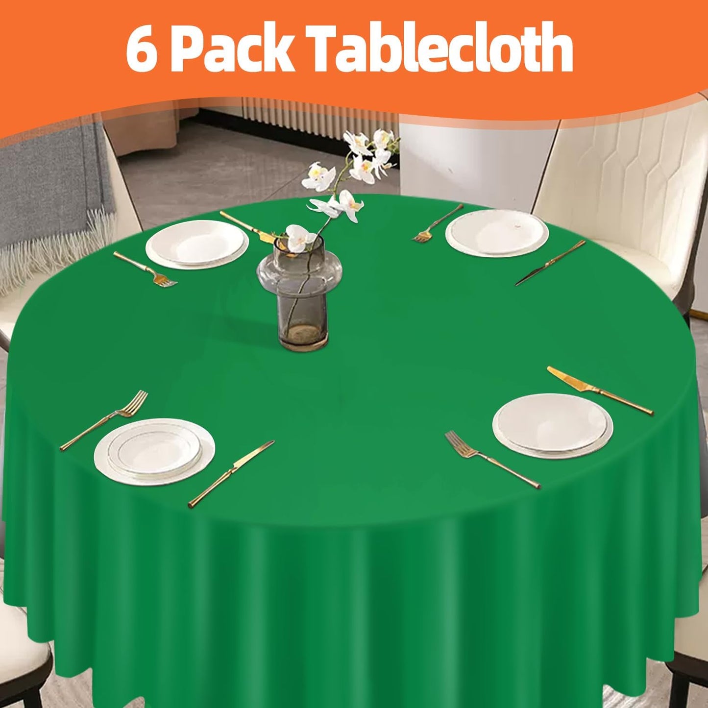 tujol Royal Blue 6 Pack Plastic Table Cloth 54" x 108", Disposable Tablecloths Rectangle Table Cover, Plastic Tablecloths for Parties