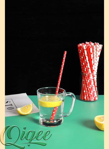 Pink Paper Straws 150pcs Disposable Straws Bulk (10 Pattern) qiqee