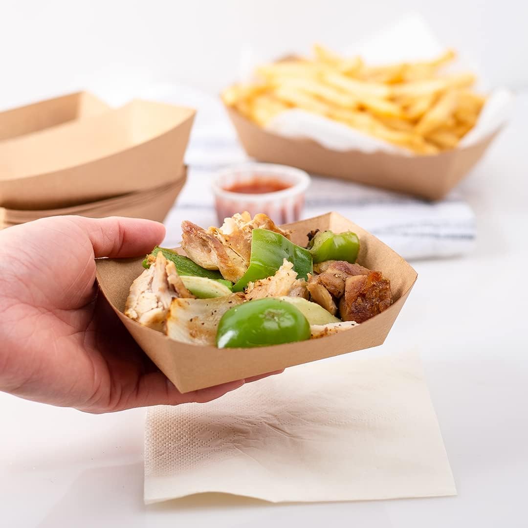 Karat Paper Food Trays Disposable [2 LB - 1,000 ct] Sturdy Food Boats, Leak Resistant | Ideal for Snacks, Nachos and Finger Foods
