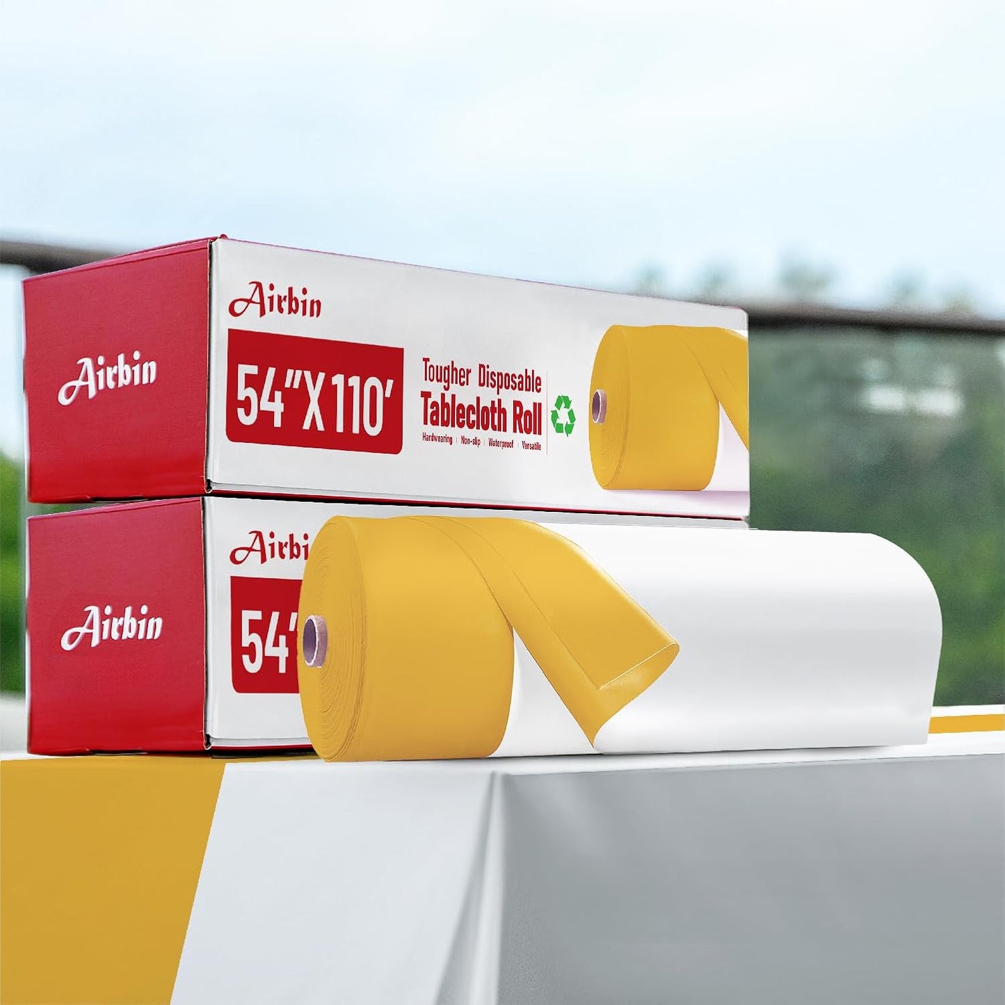 Plastic Table Cloth, 310 Ft X 54 in Disposable Tablecloth White Plastic Tablecloth with Any Cut Sliding Cutters Premium Table Cover Roll for Picnics, Parties, Birthdays, Weddings
