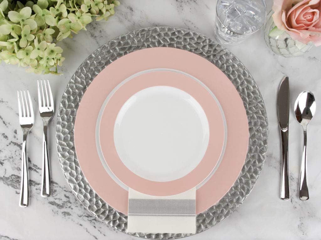 Rectangle Cloth-Like White Napkins with Gold Border, 50 Pack Fancy Paper Napkins, 22" x 22" Disposable Dinner Napkins - Decorative For Parties, Weddings, Dinners, Upscale Parties & Events