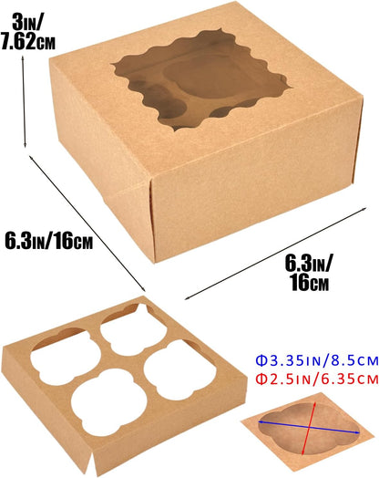 qiqee Auto-pop Up Cupcake Boxes with Window White 40PCS 12 Count Cupcake Box 13"x10"x3.5" Cupcakes Carrier, 12 Cupcake Containers with 2 rolls of pink ribbons