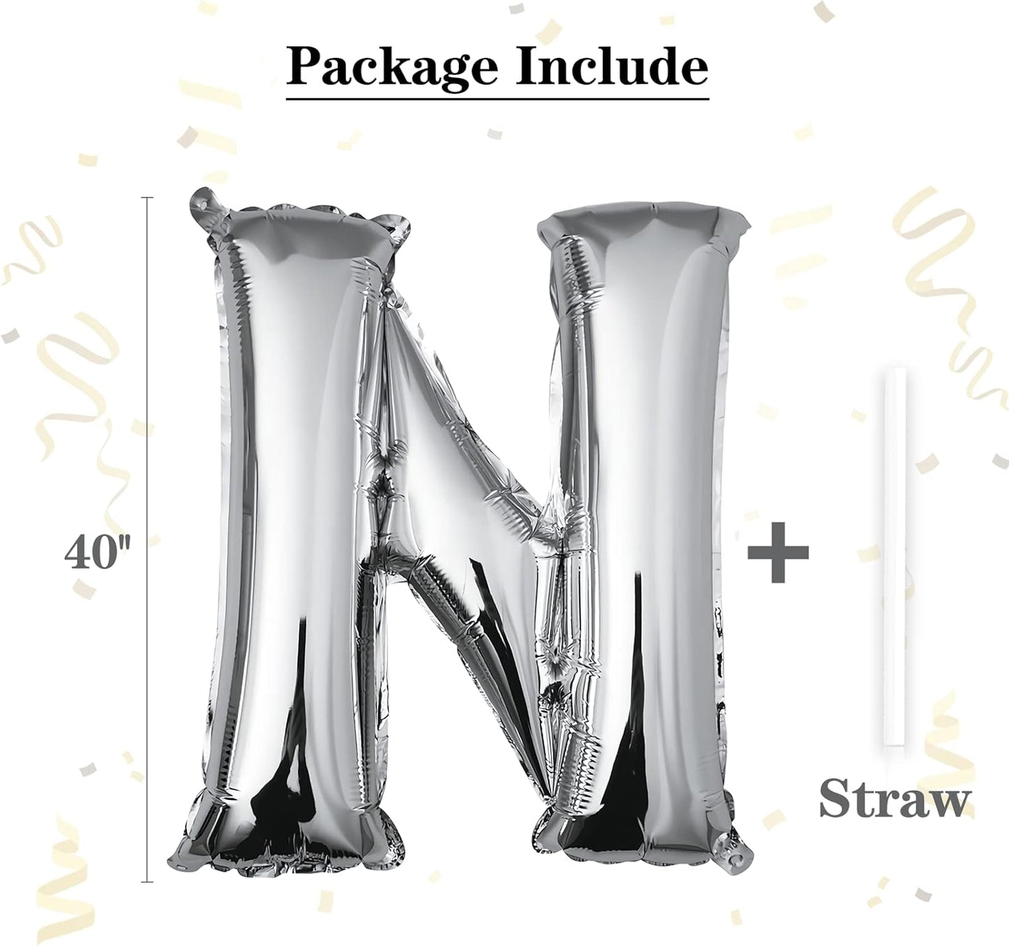 40 inch Silver Letter A Balloon, Big Size Alphabet Foil Mylar Helium Balloons for Birthday Party Celebration Wedding Anniversary Baby Shower Decorations Supplies Alphabet A