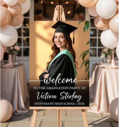 Graduation Party Welcome Sign, Custom Photo Grad Party Sign, Personalized High School & College University Grad Decoration #4