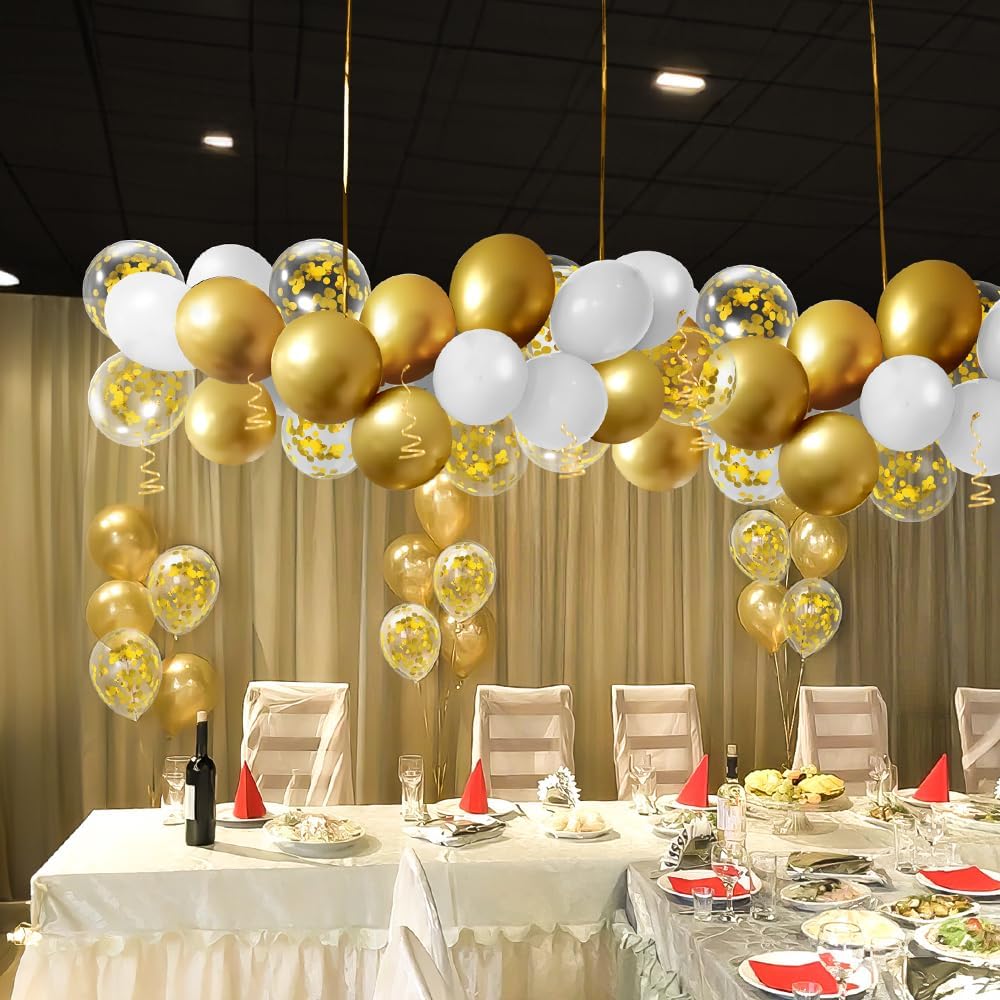 Gold Confetti Balloons, 50 Pcs 12 Inch, Glitter Gold Confetti Party Balloons, Party Decorations, Birthday Wedding Baby Shower Party Balloons Decorations