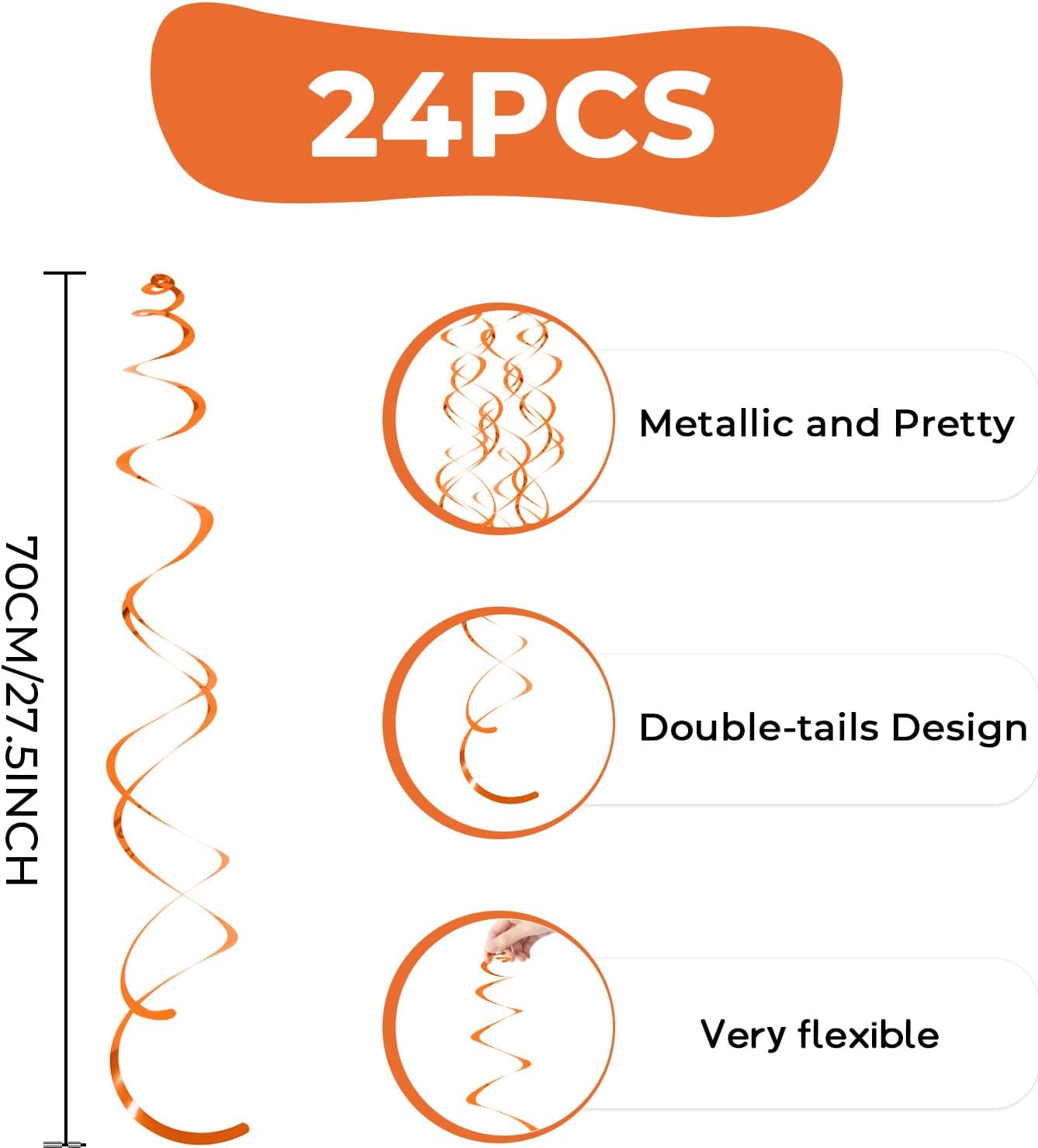 24 PCS Pink Hanging Swirl, Sparkle Ceiling Hanging Decorations, Plastic Streamer Party Decorations with Double-Swirls and Single-Swirls for Birthday Decorations, Easter, Graduation, Baby Shower