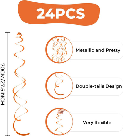 24 PCS Pink Hanging Swirl, Sparkle Ceiling Hanging Decorations, Plastic Streamer Party Decorations with Double-Swirls and Single-Swirls for Birthday Decorations, Easter, Graduation, Baby Shower