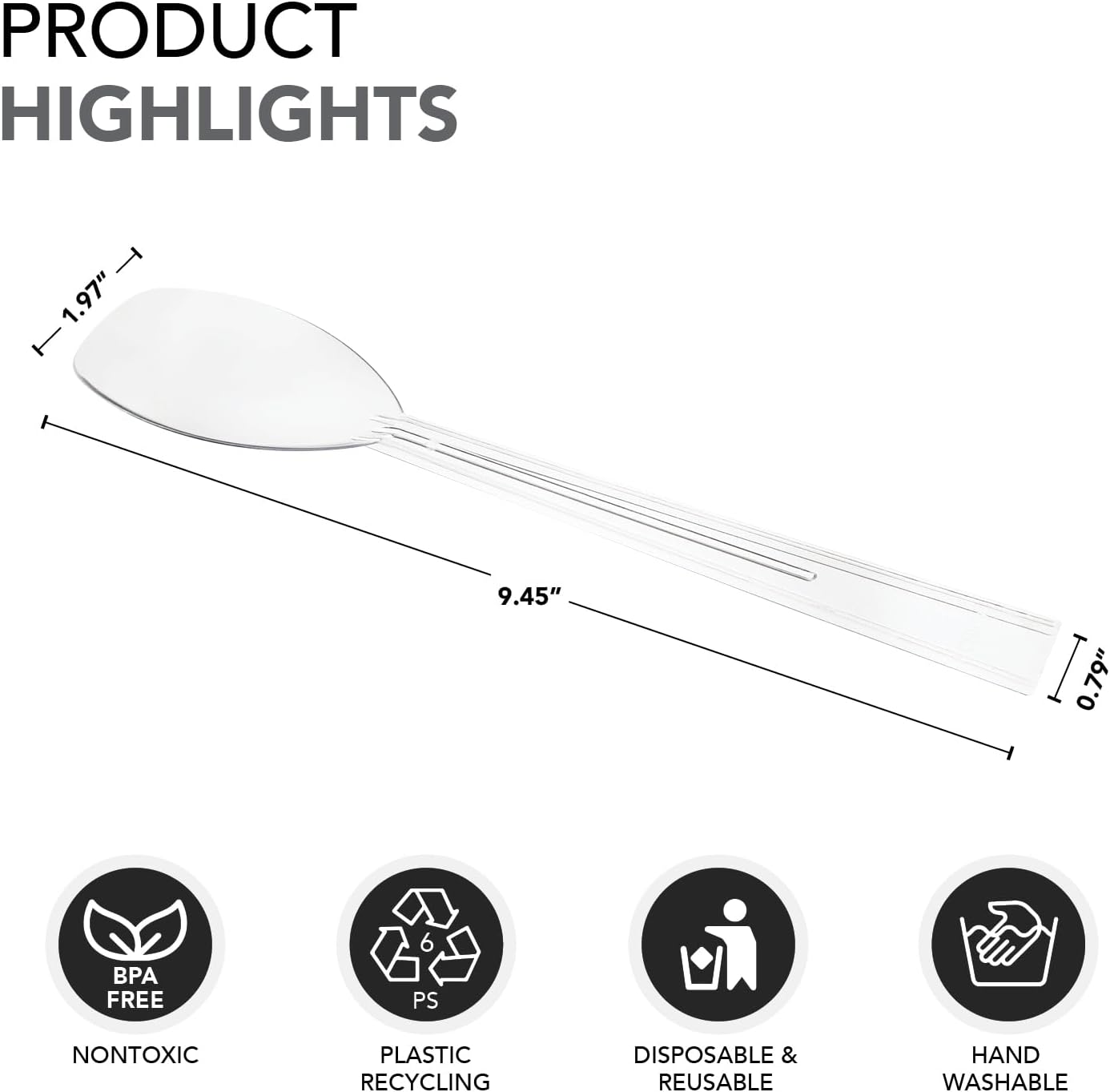 Party Essentials Plastic Party Buffet Serving Utensils Kit, Spoons/Forks/Tongs, 20-Piece, Clear