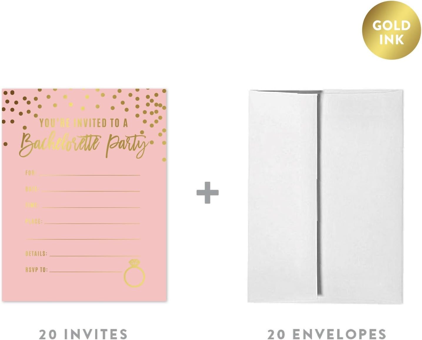 Andaz Press Blush Pink and Metallic Gold Confetti Polka Dots Bachelorette Party Bridal Shower Collection, Scavenger Hunt Game Cards, 20-Pack