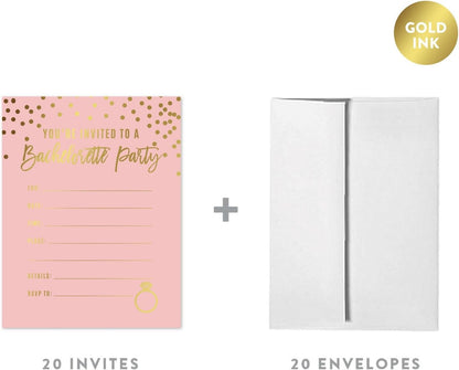 Andaz Press Blush Pink and Metallic Gold Confetti Polka Dots Bachelorette Party Bridal Shower Collection, Scavenger Hunt Game Cards, 20-Pack