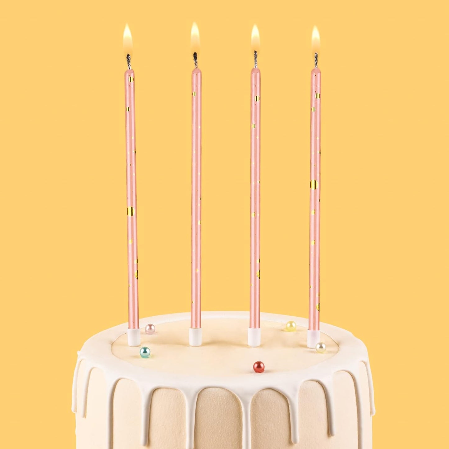 Pink Gold Long Thin Birthday Candles, Cake Candles, Birthday Parties, Wedding Decorations, Party Candles