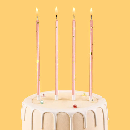 Pink Gold Long Thin Birthday Candles, Cake Candles, Birthday Parties, Wedding Decorations, Party Candles