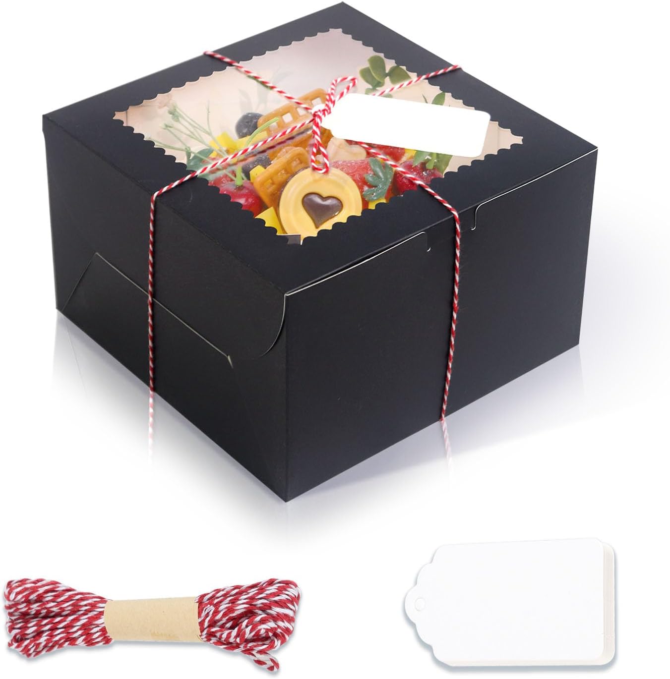 20Pcs 8 Inch Cake Boxes with Window, 8x8x5 Inches Brown Bakery Boxes, Cake Carrier Container for Pastries, Pie, Cookies, Chocolates, Cupcakes, Birthday Party, Wedding