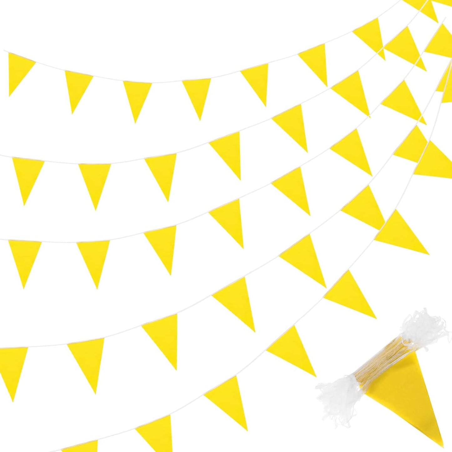 Tatuo 200 Feet Solid Pennant Banners Flags String Triangle Hanging DIY Bunting Flags Party Decorations for Grand Opening Party Banners for Kids Birthday, Shops (White)