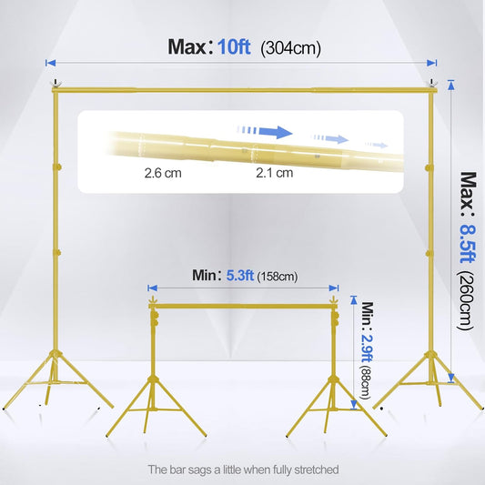 EMART Backdrop Stand 10x7ft(WxH) Photo Studio Adjustable Background Stand Support kit with 2 Crossbars, 8 Clamps, 2 Sandbags and Carry Bag for Parties, Events Decoration, Wedding, Photography -White