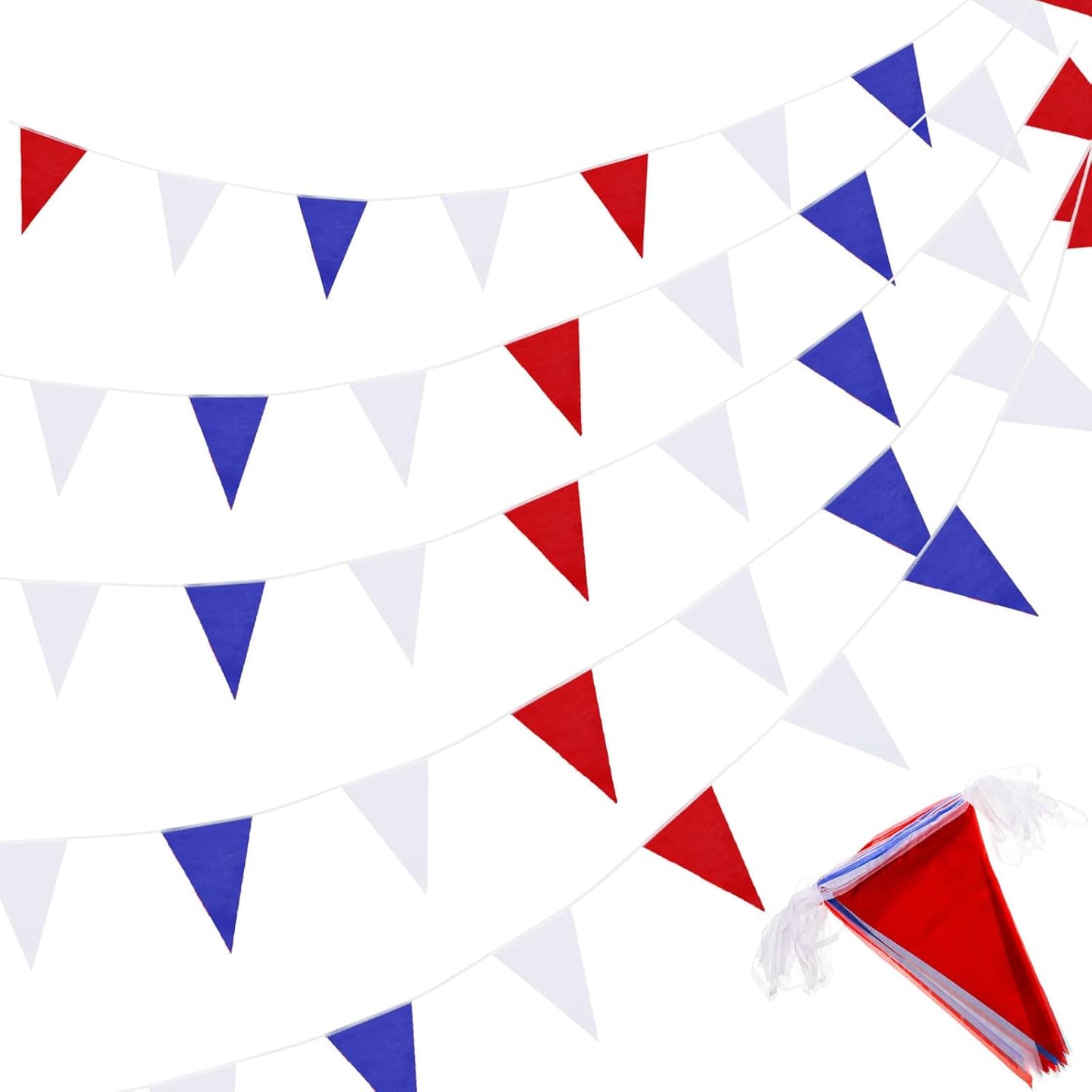 Tatuo 200 Feet Solid Pennant Banners Flags String Triangle Hanging DIY Bunting Flags Party Decorations for Grand Opening Party Banners for Kids Birthday, Shops (White)