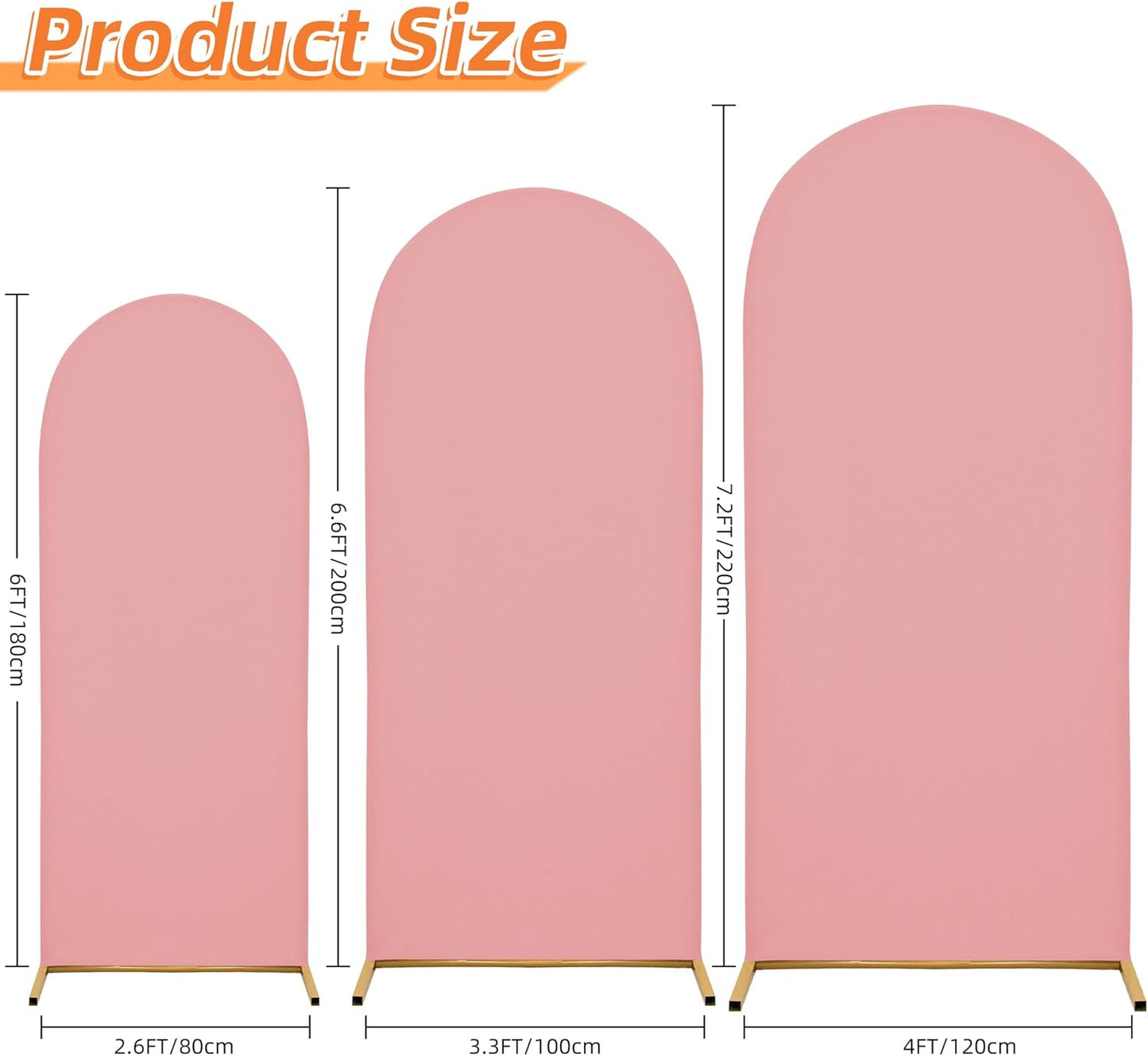 3-Piece Arch Cover Bundle – 7.2FT, 6.6FT & 6FT Stretch Spandex Backdrop Set – Wedding, Birthday & Photo Booth Arch Covers for Every Event