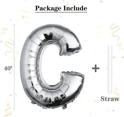 40 inch Silver Letter A Balloon, Big Size Alphabet Foil Mylar Helium Balloons for Birthday Party Celebration Wedding Anniversary Baby Shower Decorations Supplies Alphabet A