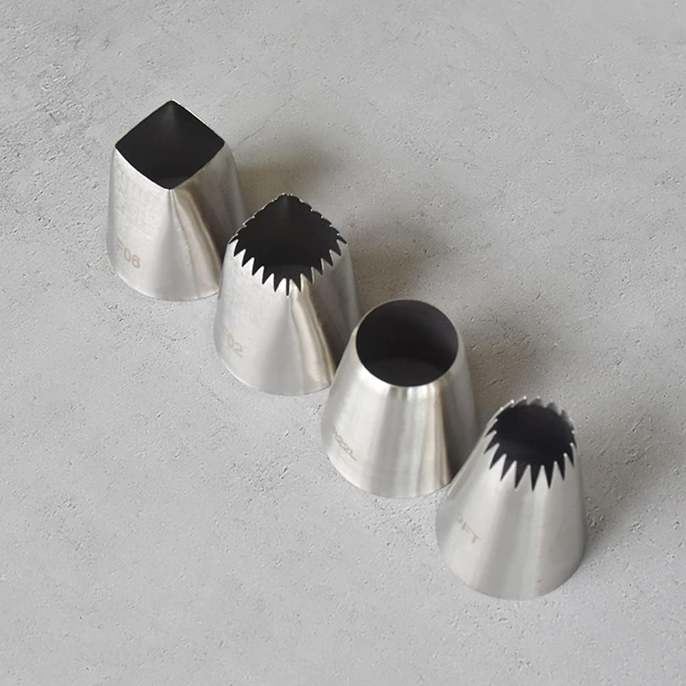 Icing Piping Tip Set,3 Large Decorating Tips Stainless Steel,DIY Cream Rose Flower Piping Tips,Cupcake Pastry Tips for Cake Decorating(1M 2D 2F)