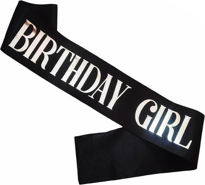 Birthday Girl Sash, Pink Foil White Birthday Sash for Girl Sweet 16th 18th 20th 21st 30th Fun Birthday Party Gifts Favors Decorations