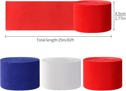 Navy-Blue White- Silver Crepe Paper Streamers - 9 Rolls Royal Blue Graduation 2025 Men Boy Birthday Party Decorations Streamer Wedding Bridal Shower Paper Garland Fathers Day Decor Panduola