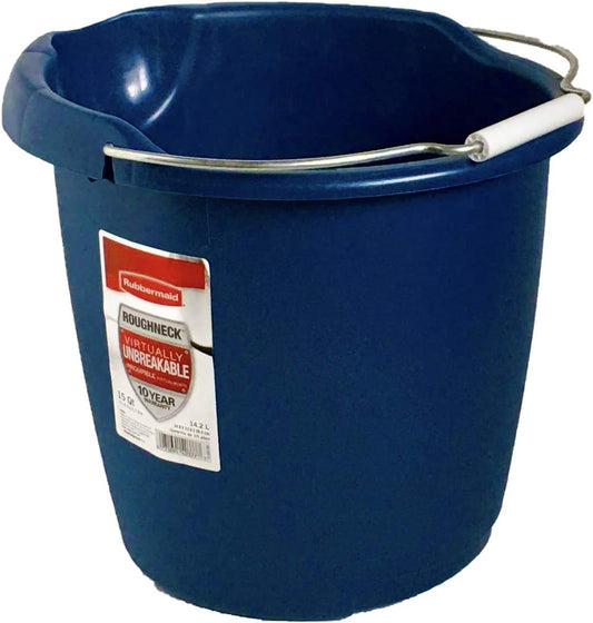 Rubbermaid Roughneck Square Bucket 12-Quart Blue Sturdy Pail Bucket Organizer Household Cleaning Supplies Projects Mopping Storage Comfortable Durable Grip Pour Handle