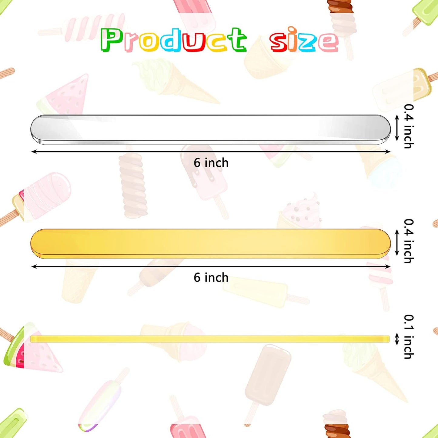 30 Pieces Acrylic Sticks Reusable Cakesicle Cake Pop Mold Mirror Ice Pop Sticks Ice Cream Cakesicle Mold for Home Cake Candy Gifts Party Craft