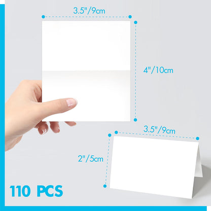 Gethelud 110 PCS Tent Cards, Small Blank Place Cards Delicate Seating Cards Blank Name Cards Escort Cards for Wedding, Table, Dinner Parties, Receptions (Each Measures 2” x 3.5”)