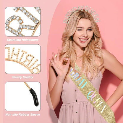 Birthday Sash & Crown for Women - Tiara Headband, Girls' Decorations Accessories
