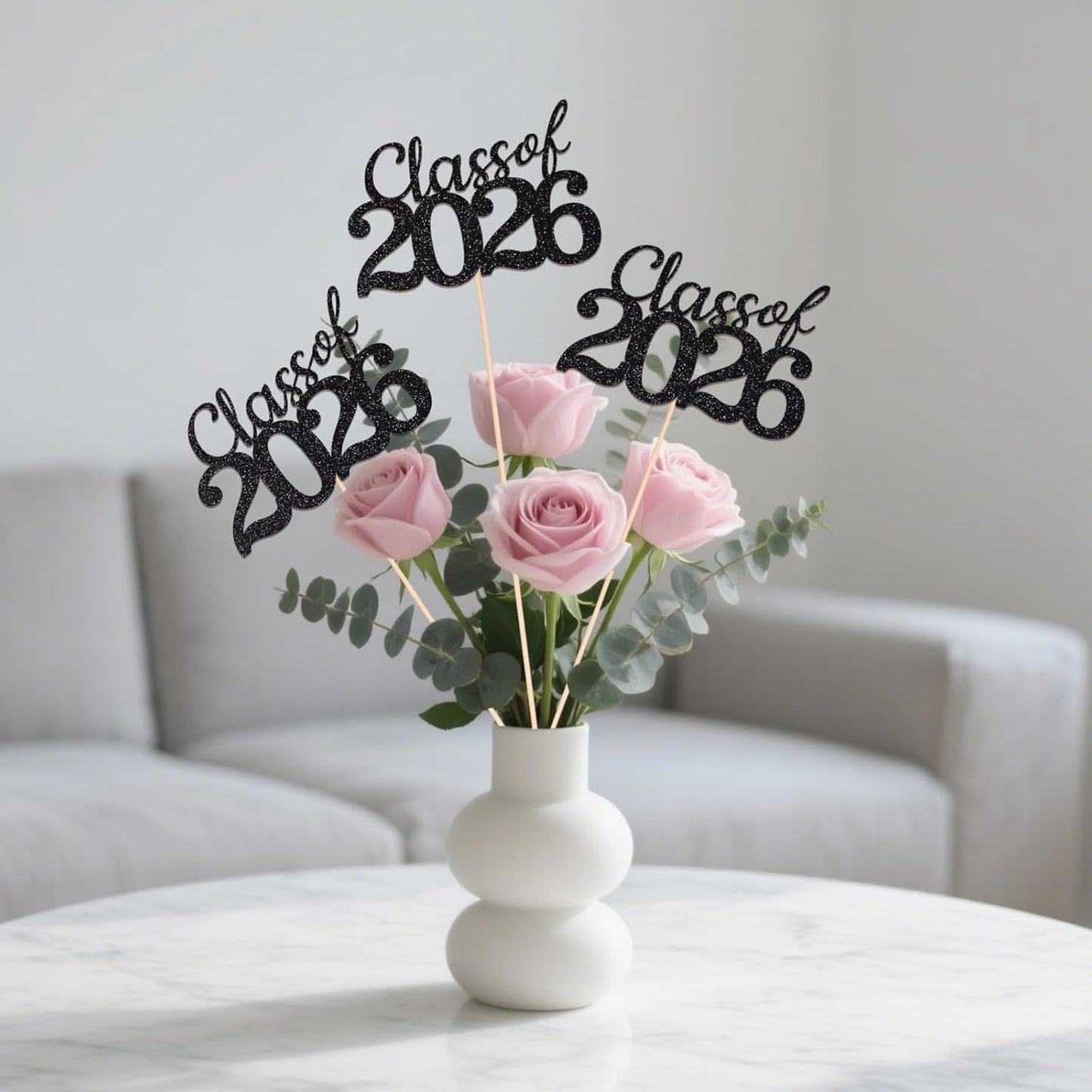 Gold Class of 2026 Double-sided Graduation Table Centerpieces, 12 Pcs Grad Party Decorations with Sticks, Graduation 2026 Party Supplies for Table Decor