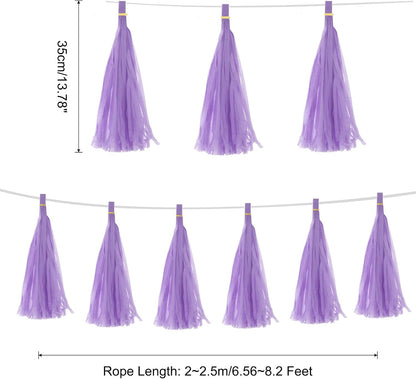 MECCANIXITY 20Pcs Light Blue Tassel Garland Banner with Rope Tissue Paper Tassels Party DIY Kits for Anniversary Wedding Birthday Party