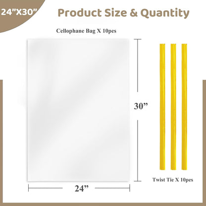 WIKDAY Cellophane Bags 100 PCS 6x10 Inches Clear Gift Gags with Ties Plastic Treat Party Favor Candy Bags for Gift Giving, Packaging Snack, Products
