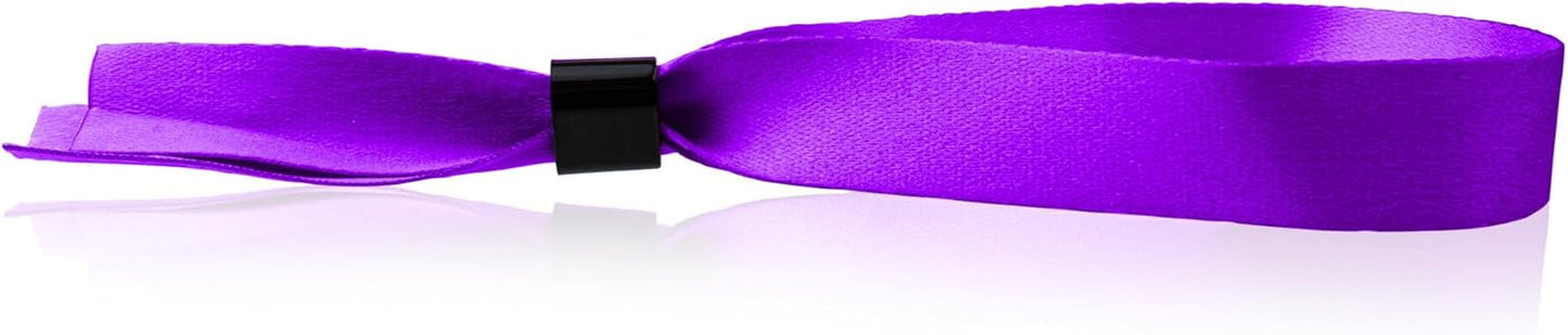 Wristco 100 Blue Cloth Event Wristbands – Plastic Closure to Prevent Transfer or Reuse – Premium-Grade Fabric Bracelets for Party Entry, Summer Camp, VIP Identification, Drink Ticket ID